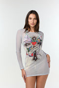 MISSY'- LONG SLEEVE MESH DRESS COVER-UP