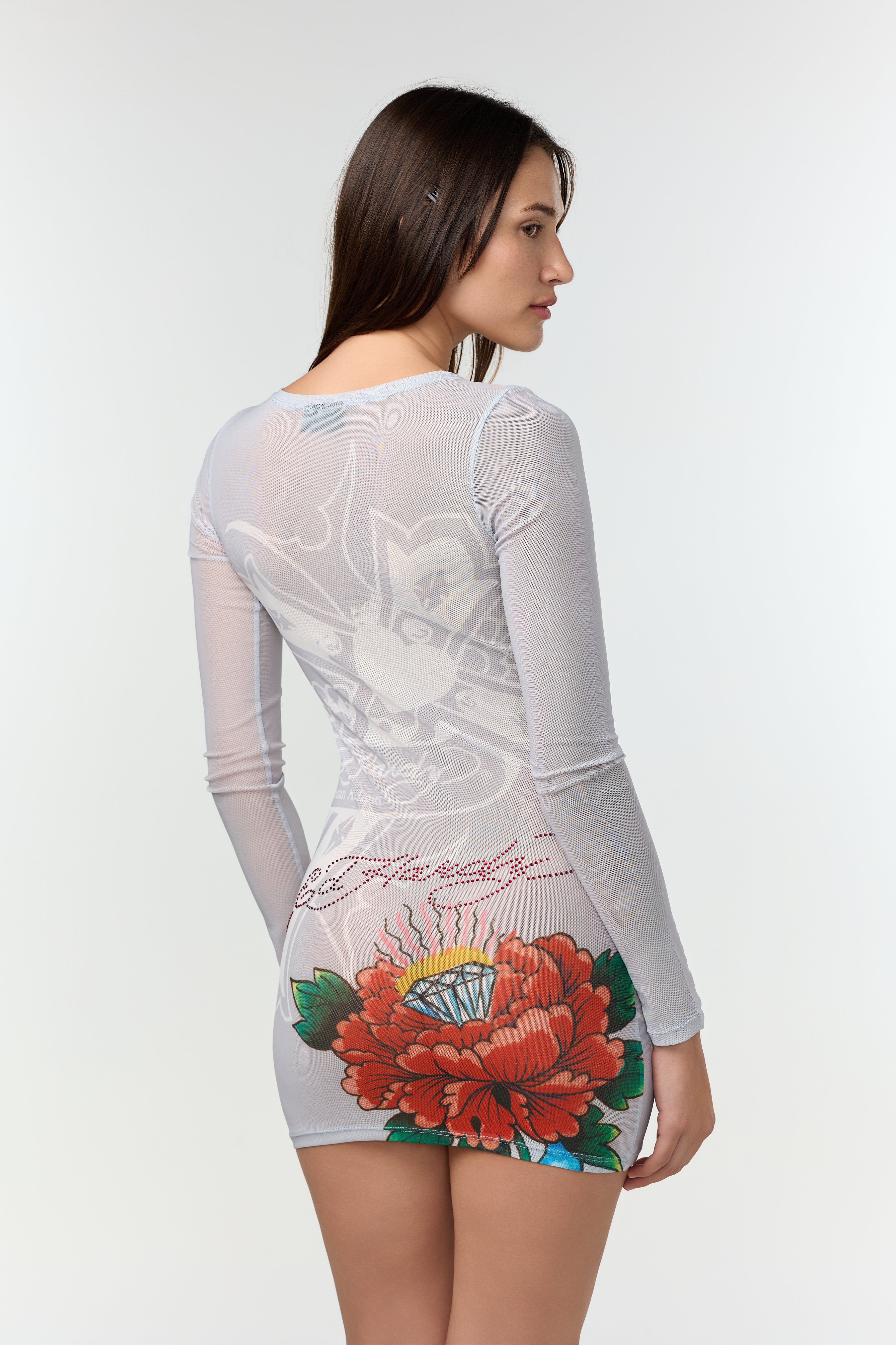MISSY'- LONG SLEEVE MESH DRESS COVER-UP Ed Hardy Forever MISSY'- LONG SLEEVE MESH DRESS COVER-UP Ed Hardy Forever