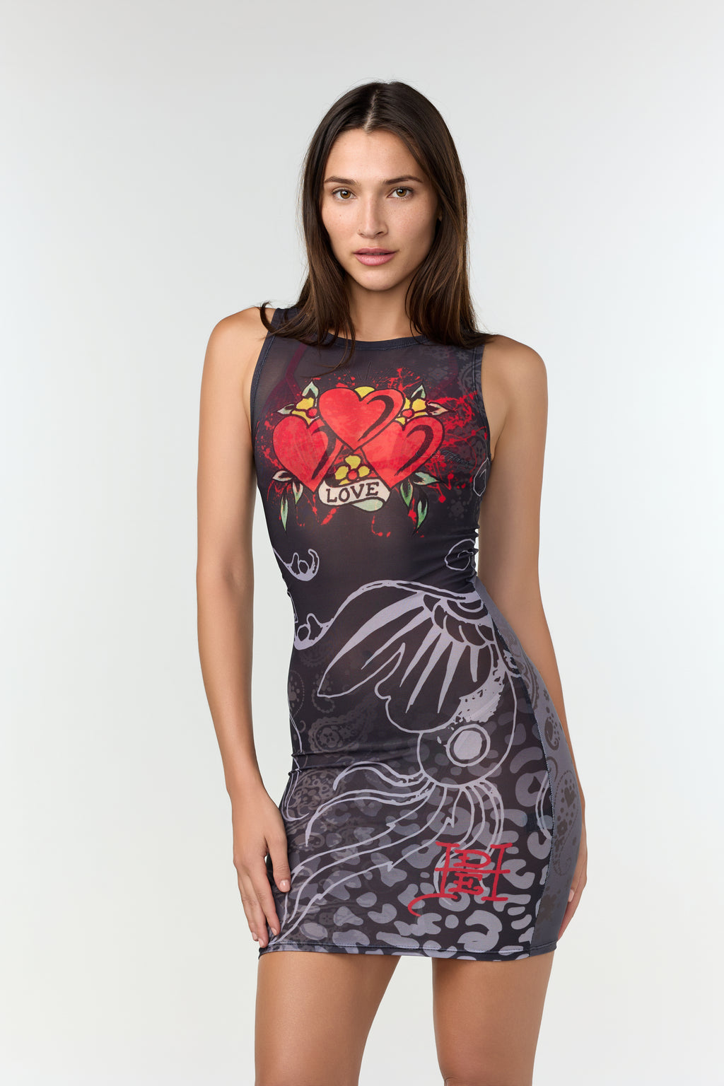 3 HEARTS' MESH DRESS COVER-UP