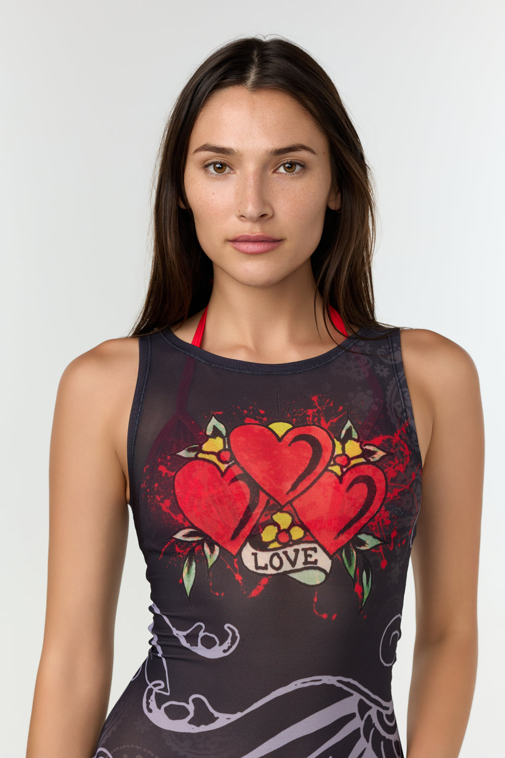 3 HEARTS' MESH DRESS COVER-UP