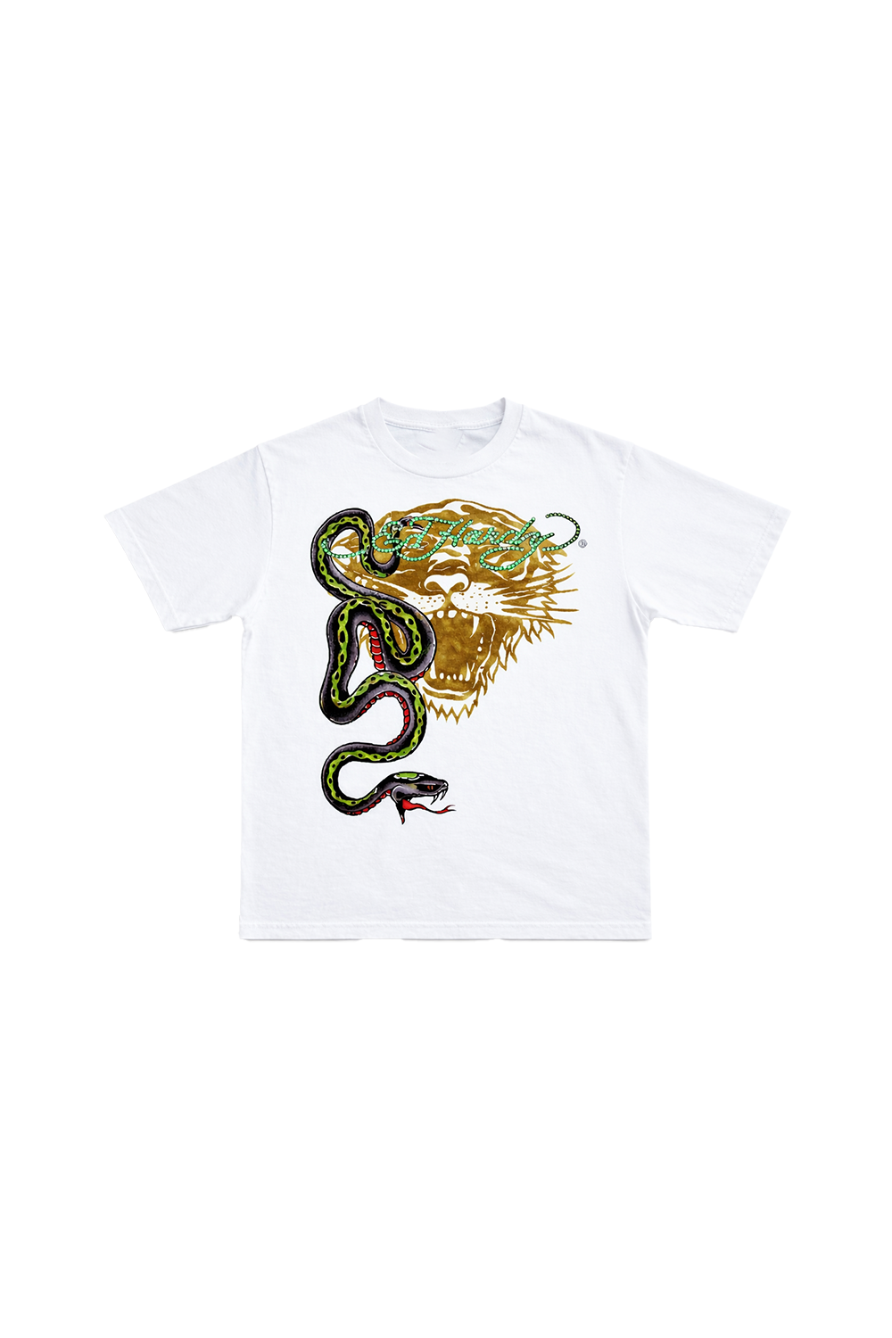 Kids Rhinestone Snake T-Shirt - White